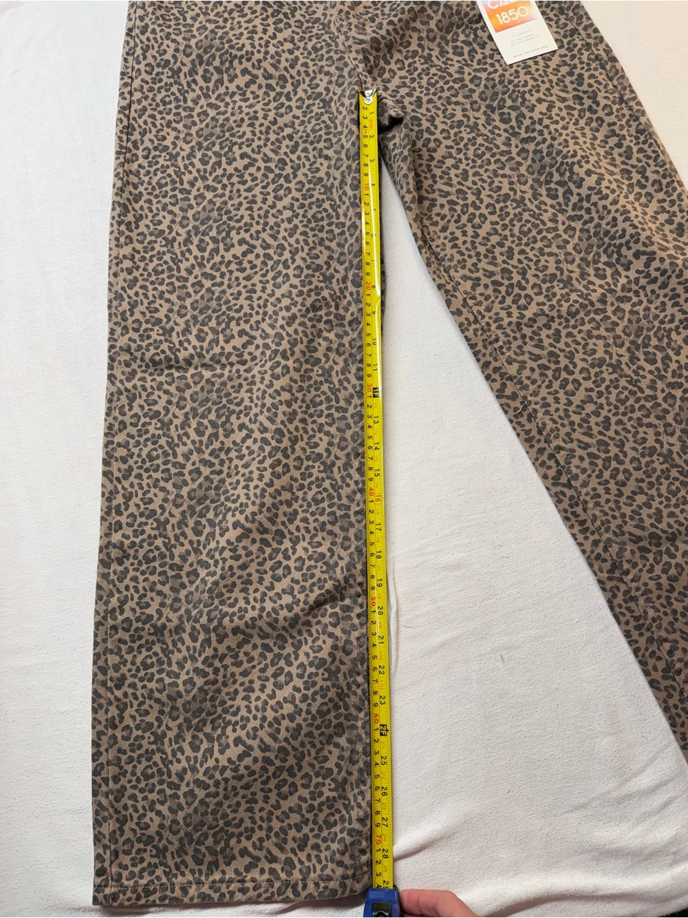 Women's Leopard Print Wide Leg Jeans - Brown - Picture 5 of 8